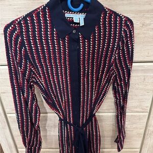 Draper James Navy and Red Heart Pattern Dress